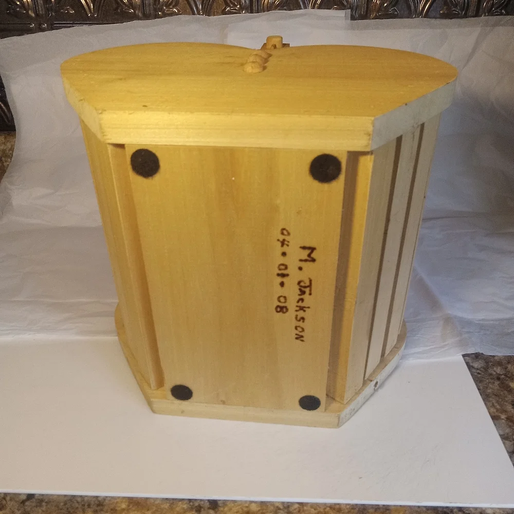Slatted Decorative Wooden Basket with one handle - Handmade. Large. Cottagecore